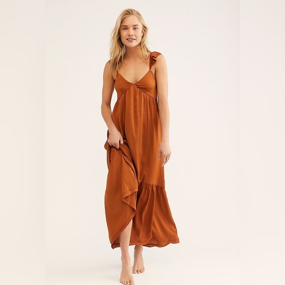 Free People Elegant Rust Maxi Dress - Picture 2 of 7